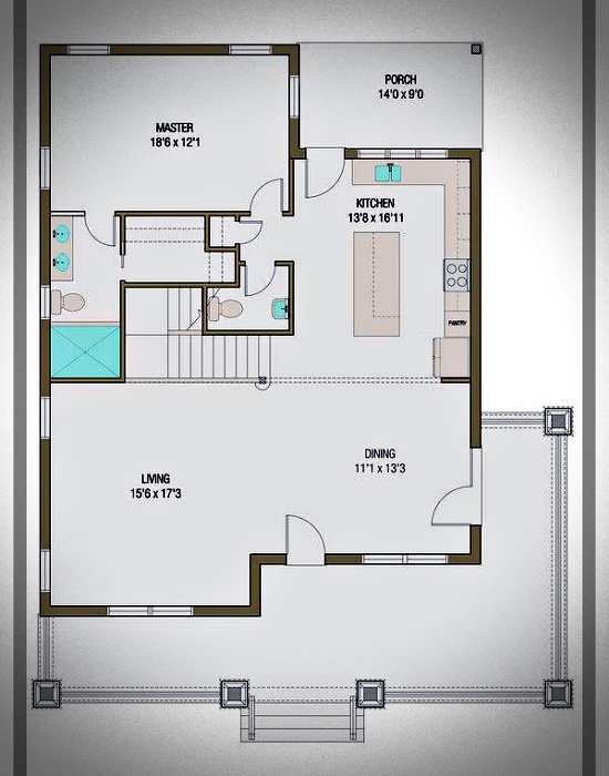 Plano de casa americana de dos pisos – 245 m2