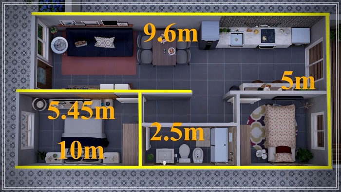 plano de casa economica 5x10 metros